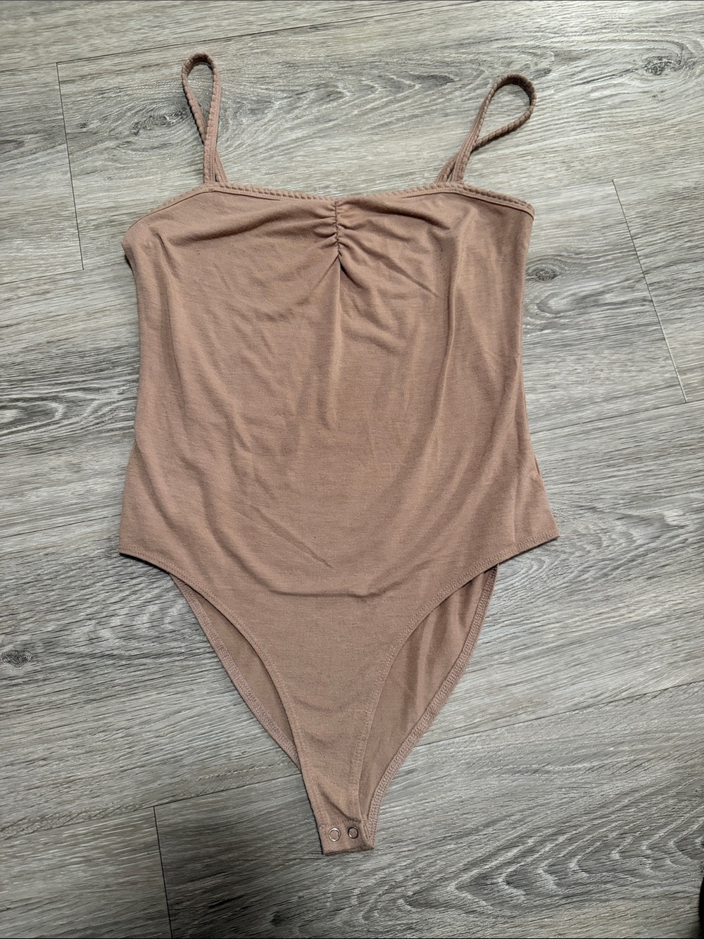 Forever 21 Mauve-Tan Ribbed Spaghetti Strap Bodysuit